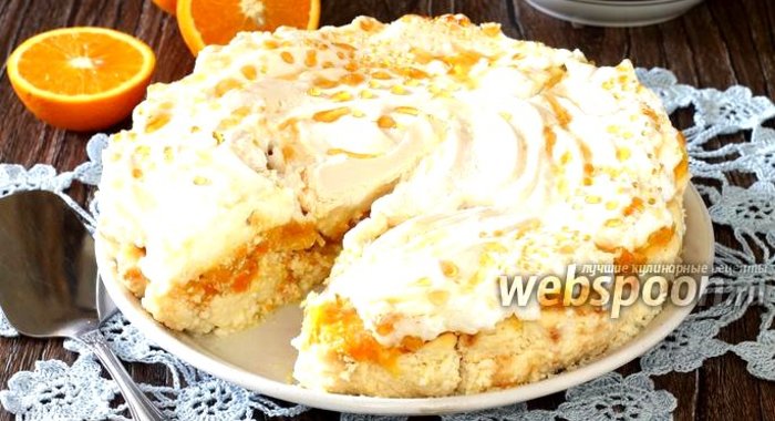 Творожная запеканка с апельсинами и меренгой