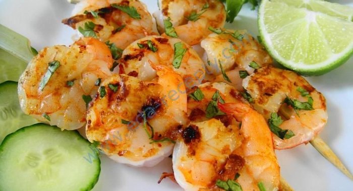 Шашлык из креветок