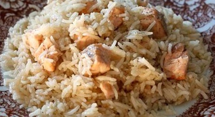 Ризотто с семгой и белым вином