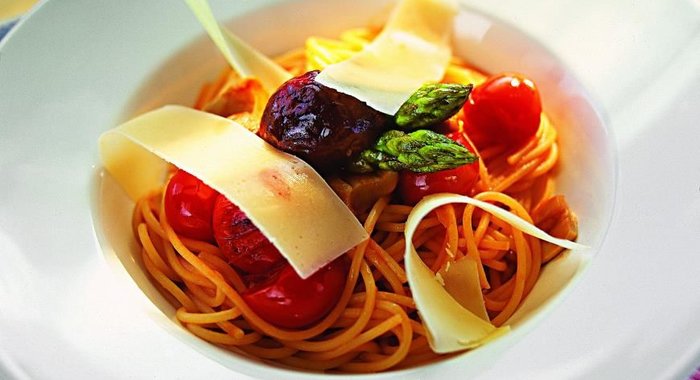 Спагетти с грибным рагу