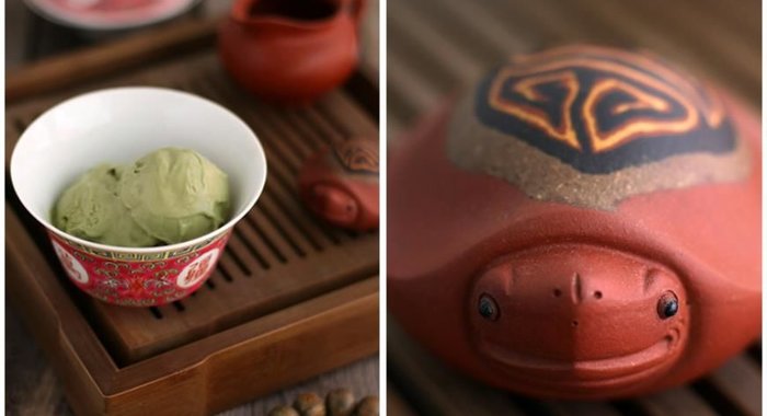 Мороженое с насыщенным вкусом чаем матча