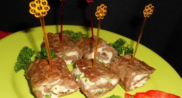 Рулетики из говяжьей печени
