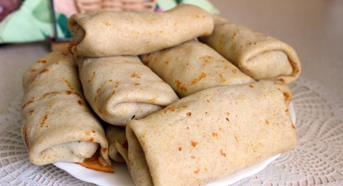 Пшенично - ржаные блины с картофельной начинкой