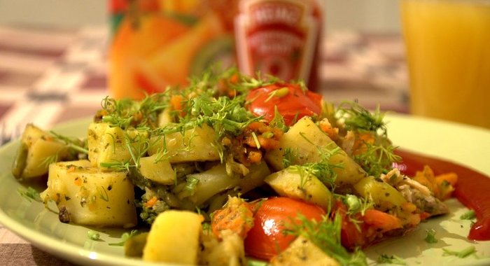 Кабачки с картошкой тушеные