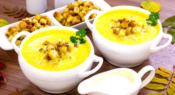 Тыквенный суп-пюре с ароматными сухариками