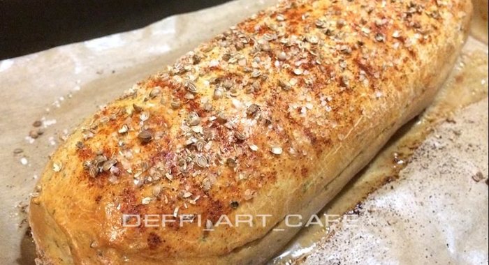 Куриный рулет в фокачче