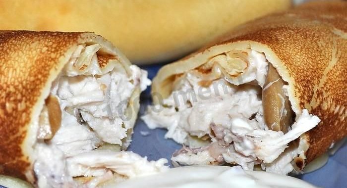 Блины с грибами и курицей