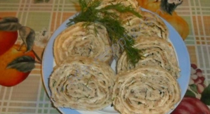 Рулет из лаваша с куриной начинкой