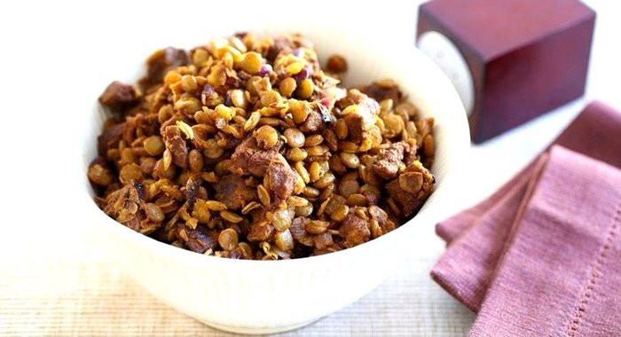 Баранина в маринаде с чечевицей