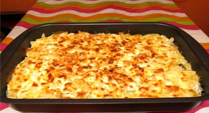 Запеканка из кабачков с грибами