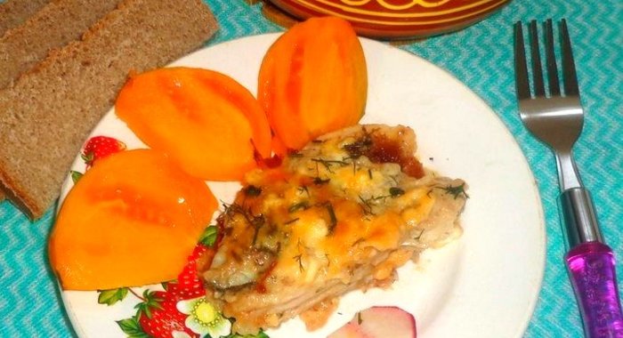 Запеканка из рыбы и крекера