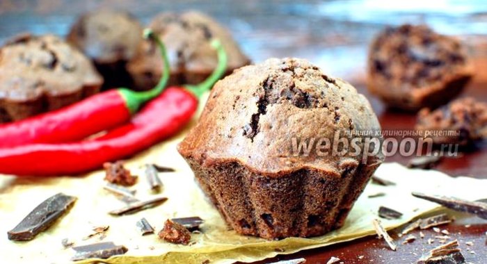 Шоколадные кексы с перцем чили и шоколадом