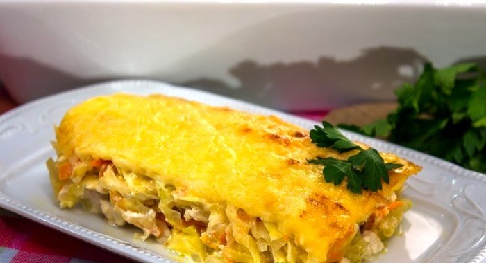 Запеканка с капустой и фаршем