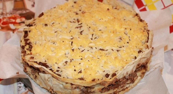 Лазанья из лаваша с фаршем