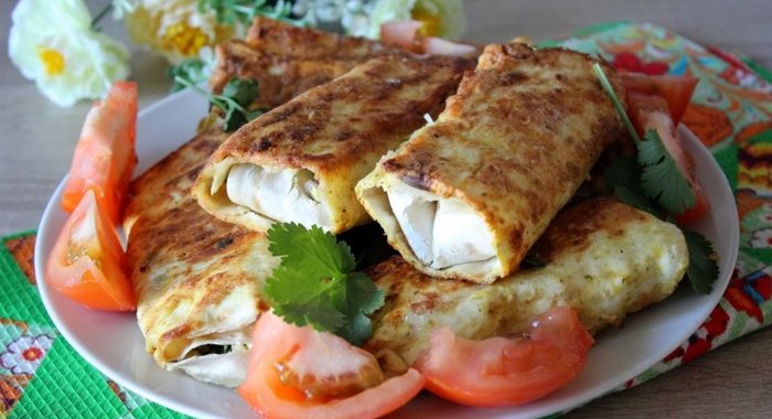 Пирожки из лаваша с зеленым луком и яйцом