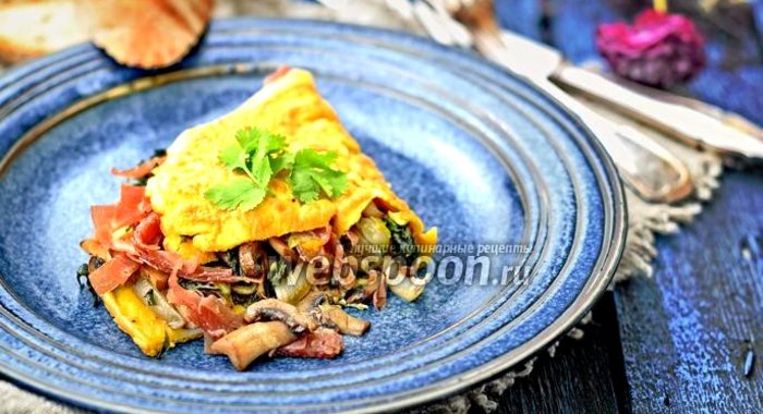 Омлет из мангольда, шампиньонов и мостбрёкли