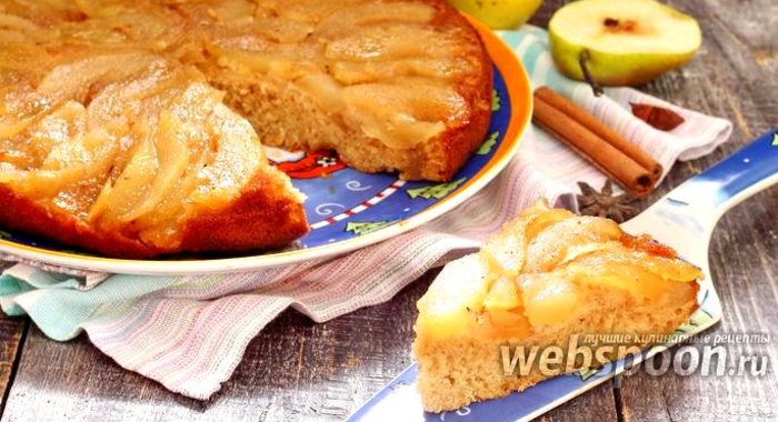 Пирог с карамельными грушами