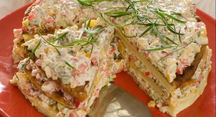 Кабачковый торт с сырной начинкой