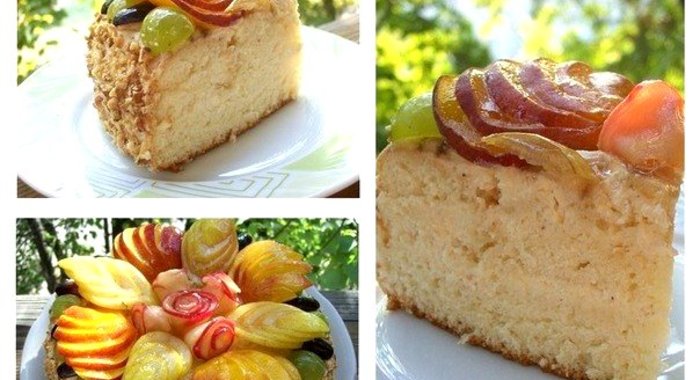 Бисквитный торт со сливочно-яблочным кремом