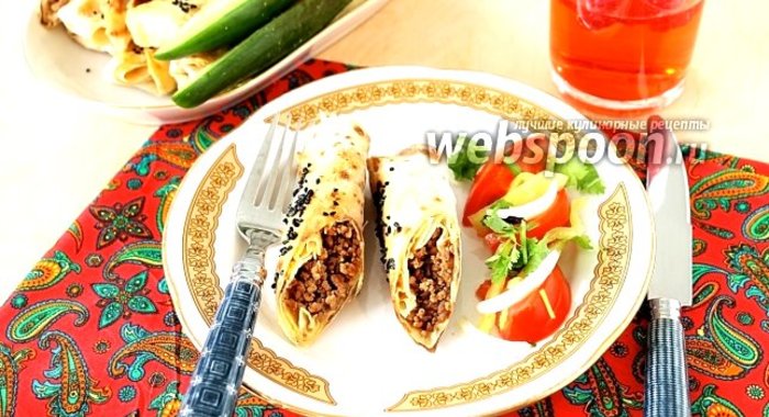 Пирожки из лаваша в духовке с фаршем