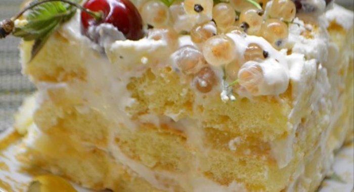 Летний торт из печенья савоярди