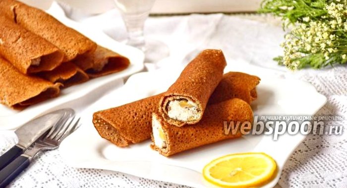 Блины гречневые с творожно-яблочной начинкой