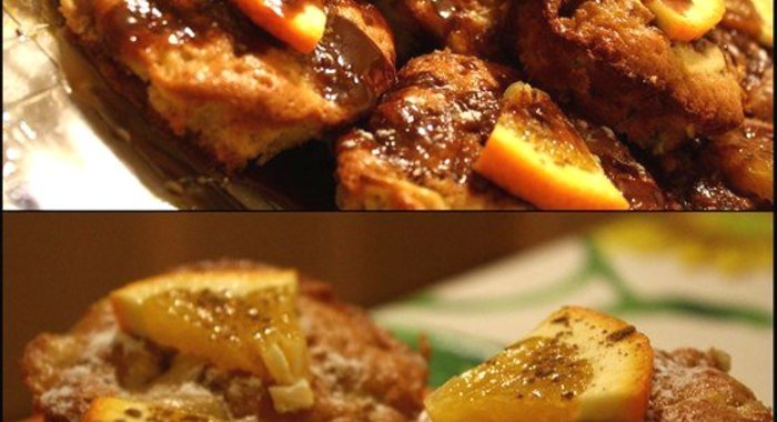 Бисквитные кексы с яблоками и шоколадным кремом