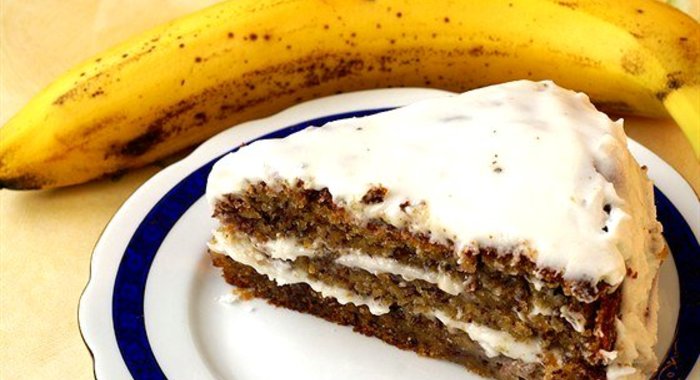 Банановый пирог в карамельной глазури