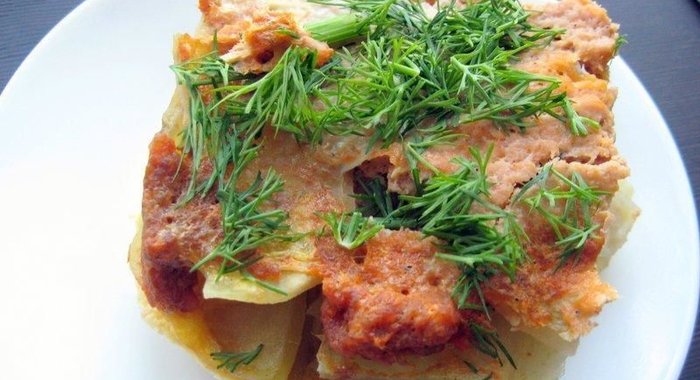 Картофельная запеканка в микроволновке