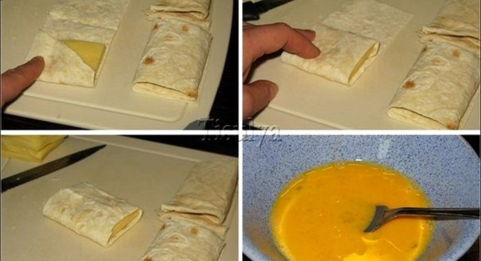 Омлет с сыром в лаваше
