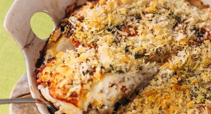 Запеканка из мидий с овощами