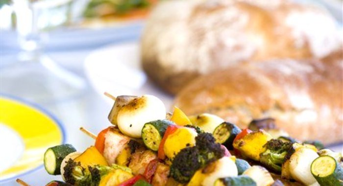 Говяжьи и овощные шашлыки