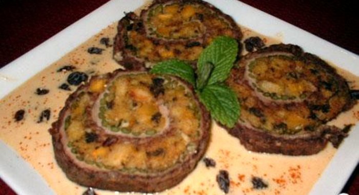 Утиные рулеты с тыквенно-грибной начинкой