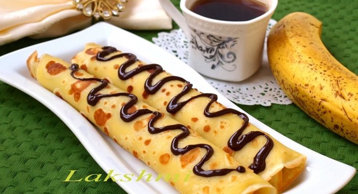 Блинчики фаршированные бананом