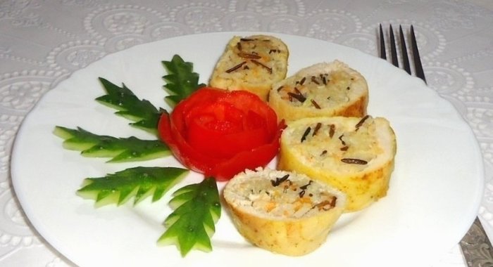 Плов в курином рулете