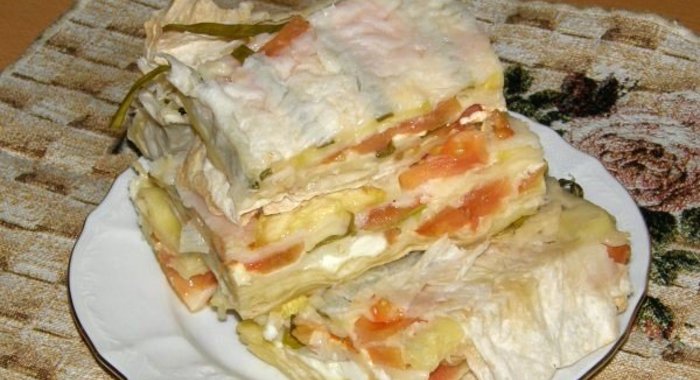 Слоеный пирог из лаваша