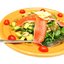 Салат из креветок и лосося с авокадо и маслинами