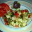 Салат из маринованных и свежих огурцов