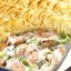 Рыбный пирог с креветками и картофельным пюре