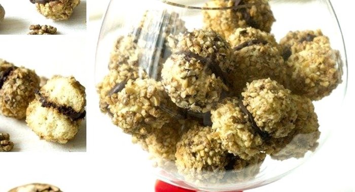 Печенье-шары с шоколадной начинкой