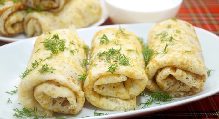 Ажурные блины с фаршем