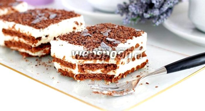 Торт без выпечки из печенья и творога