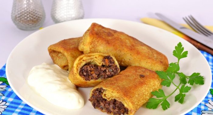 Блинчики со свиным сердцем и легкими