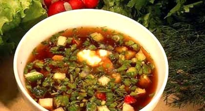 Окрошка с килькой в томате