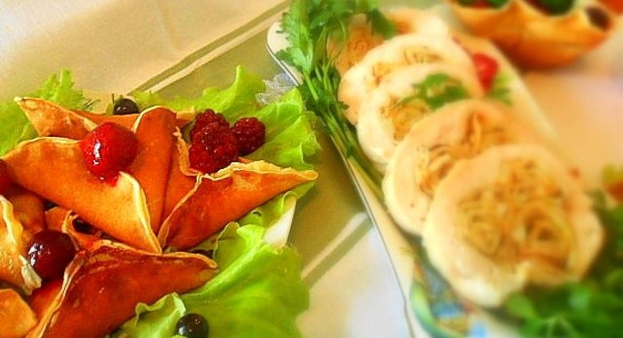 Блинчики с грибами и сыром