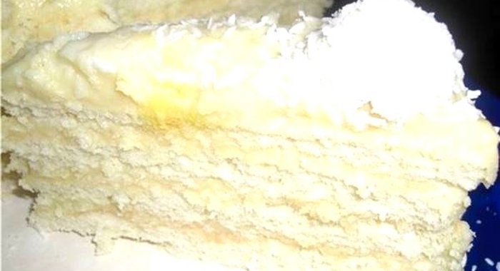 Нежный кокосовый торт со сметанным кремом