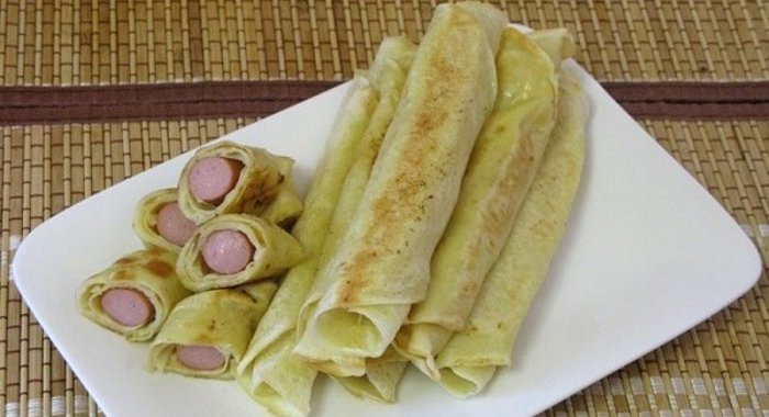 Блины с сосиской