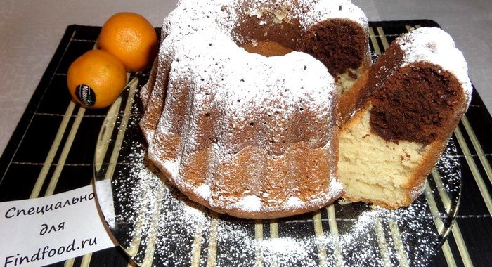 Кекс двухцветный с мандаринами