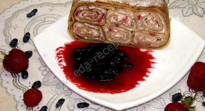 Блинная запеканка с творогом