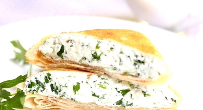 Блинчики с творогом и зеленью